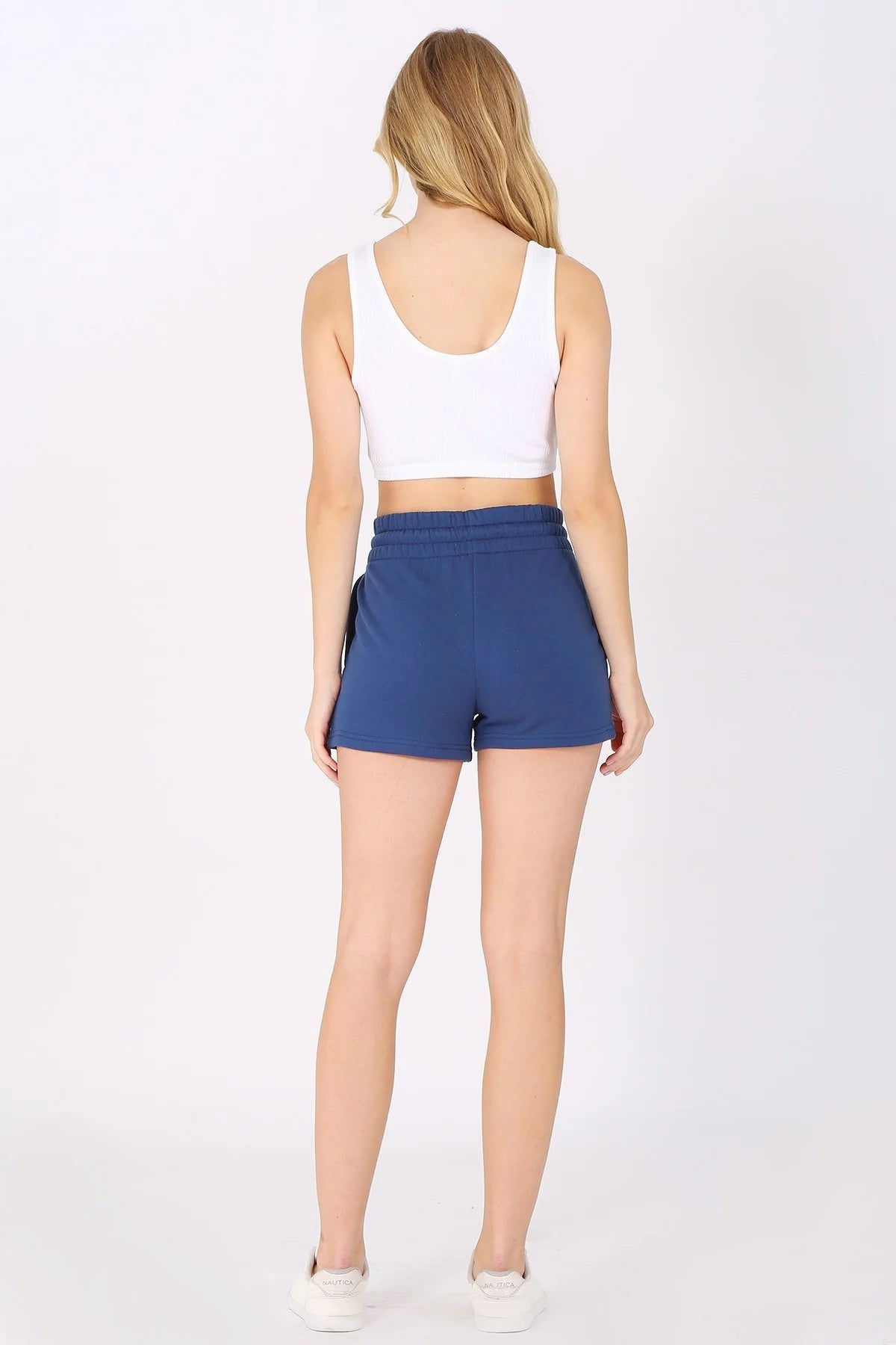 BASIC PLAIN SOLID CASUAL FLEECE SWEAT SHORTS, PLUS SIZE