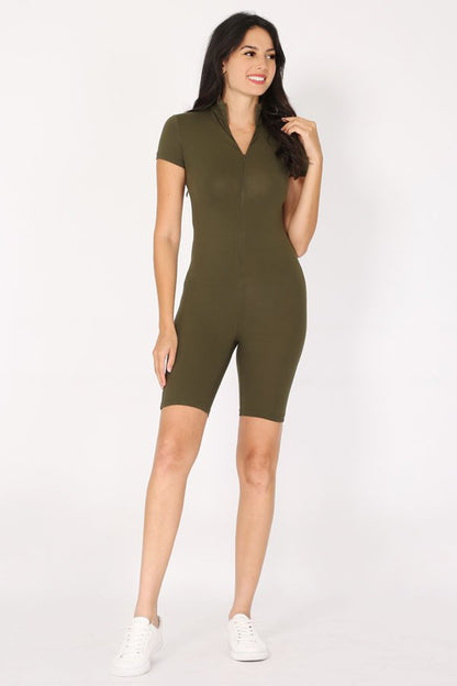 Personalizable Bodysuit  With Zipper, Add Your Own Text or Image, Customizable Short Sleeve Romper, Bandeau Bodysuit