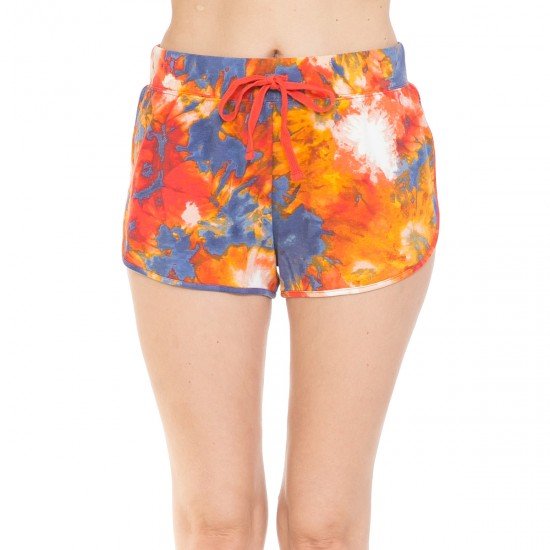 TIE-DYE PRINT FRENCH TERRY PULL-ON SHORTS
