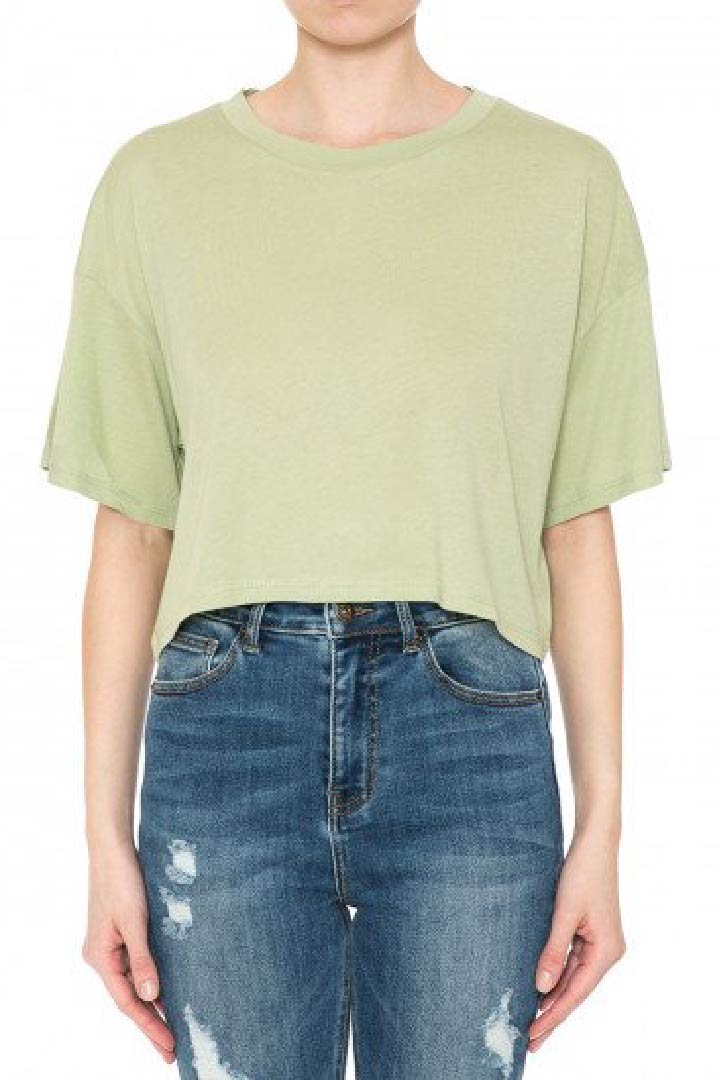 Round Neck Boxy Crop Top