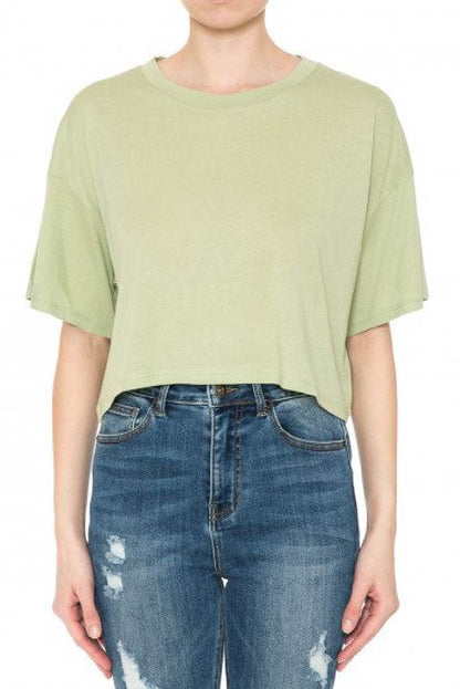 Round Neck Boxy Crop Top