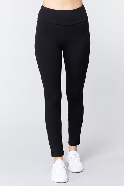 WAIST BAND LONG PONTE PANTS