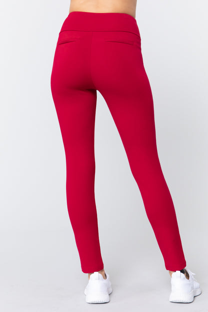WAIST BAND LONG PONTE PANTS