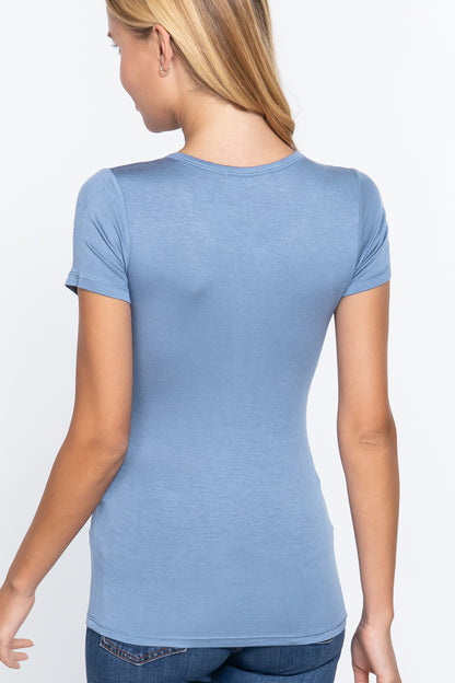 SHORT SLV BUTTON PLACKET TOP