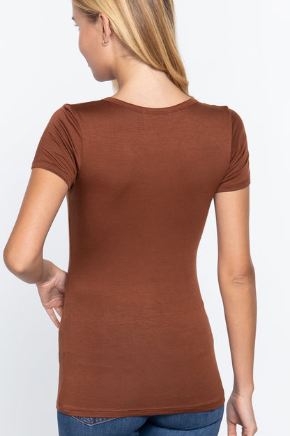 SHORT SLV BUTTON PLACKET TOP