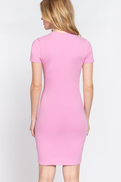 SHORT SLV COTTON JERSEY MINI DRESS