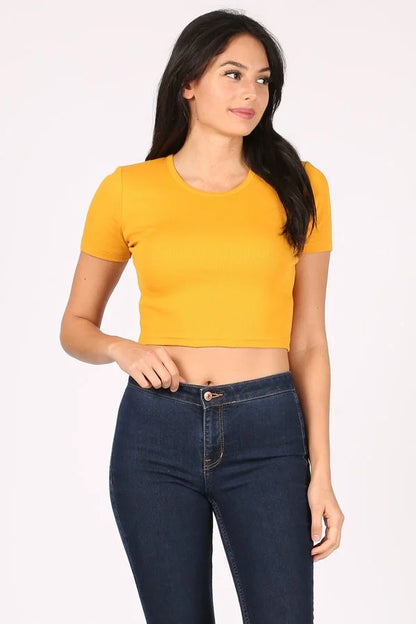 Basic Solid Short Sleeve Stretch Crop Top Custom Crop Top, Personalized Crop Top, Custom Crop Top, Custom Shirt Printing