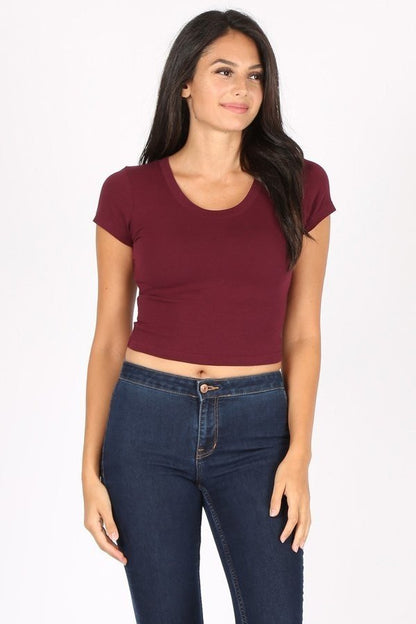 Basic Solid Short Sleeve Stretch Crop Top Custom Crop Top, Personalized Crop Top, Custom Crop Top, Custom Shirt Printing