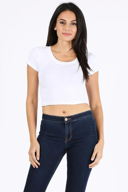 Basic Solid Short Sleeve Stretch Crop Top Custom Crop Top, Personalized Crop Top, Custom Crop Top, Custom Shirt Printing