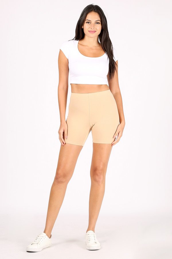 Solid Basic High Waist Biker Shorts - Stretch fit - 6'' inseam Model: 5'7" wearing size Small Plus Size Available (CSP0630X)