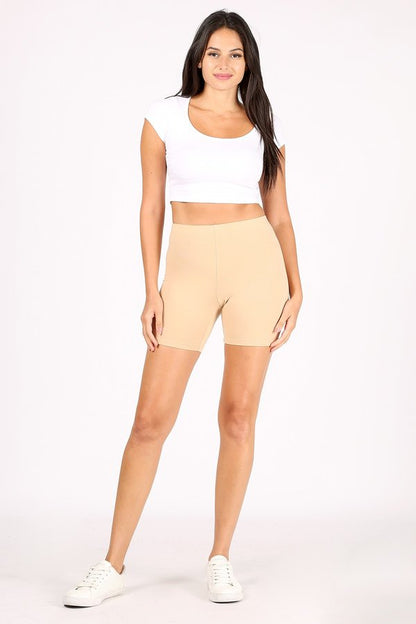 Solid Basic High Waist Biker Shorts - Stretch fit - 6'' inseam Model: 5'7" wearing size Small Plus Size Available (CSP0630X)