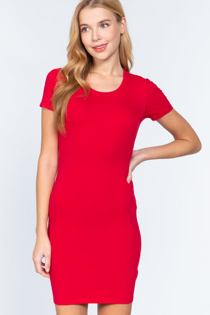 SHORT SLV COTTON JERSEY MINI DRESS
