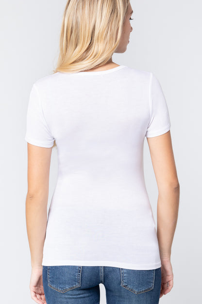 SHORT SLV BUTTON PLACKET TOP