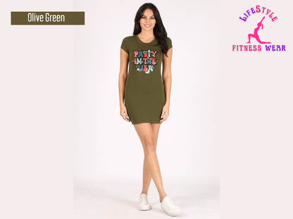 Party In The USA Roundneck Mini Bodycon T-shirt Dress